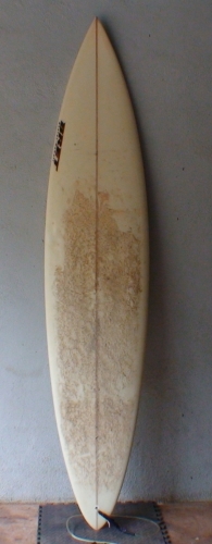 8'4" Brett Marumoto thruster, glassed on fins  image 1